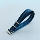 Premium Ribbed Fabric Watch Strap - Navy & Blue Pinstripe