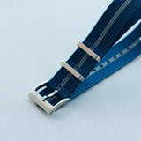 Premium Ribbed Fabric Watch Strap - Navy & Blue Pinstripe
