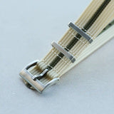 Premium Ribbed Fabric Watch Strap - Cream & Army Green