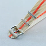 Premium Ribbed Fabric Watch Strap - Cream & Orange