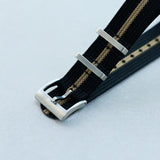 Premium Ribbed Fabric Watch Strap - Black & Khaki