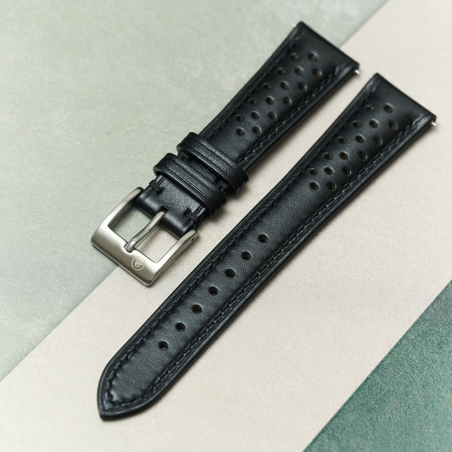 French Calfskin Rally Strap - Black - RTW – The Strap Tailor