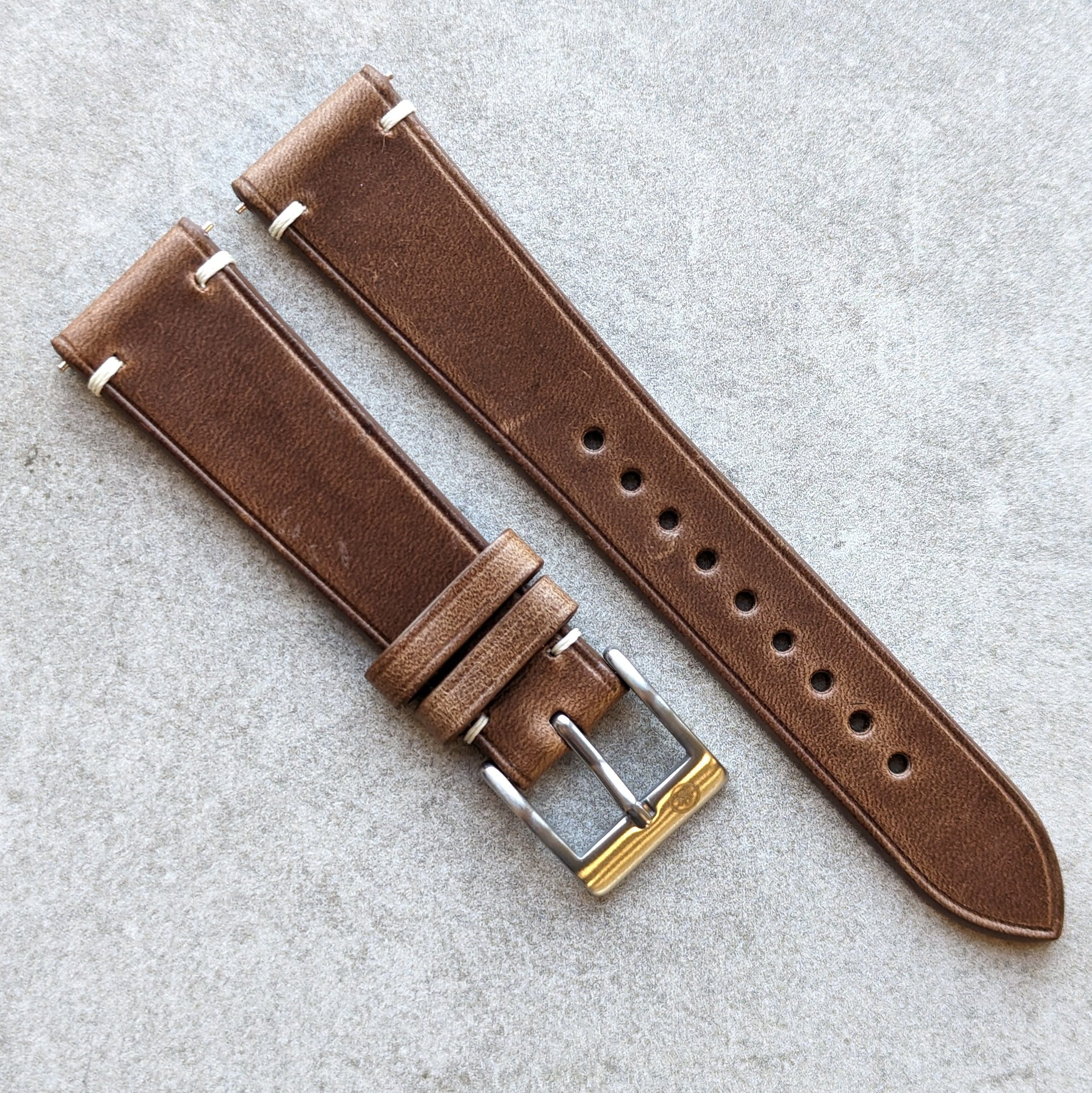 Horween Chromexcel Strap Minimal Stitch - Natural Tan - RTW - The Strap Tailor