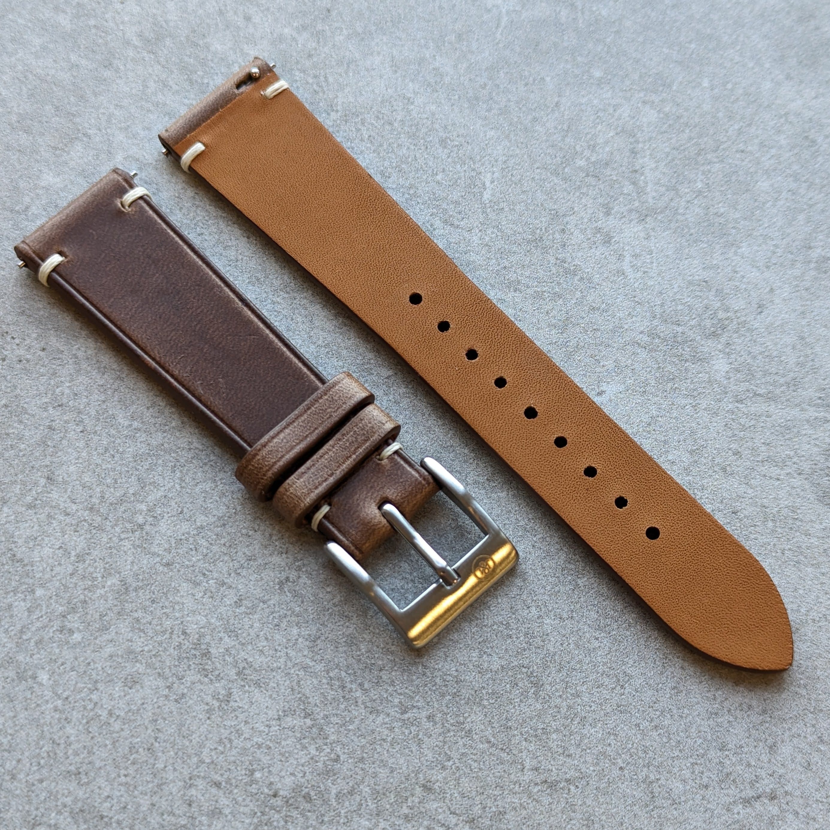 Horween Chromexcel Strap Minimal Stitch - Natural Tan - RTW - The Strap Tailor