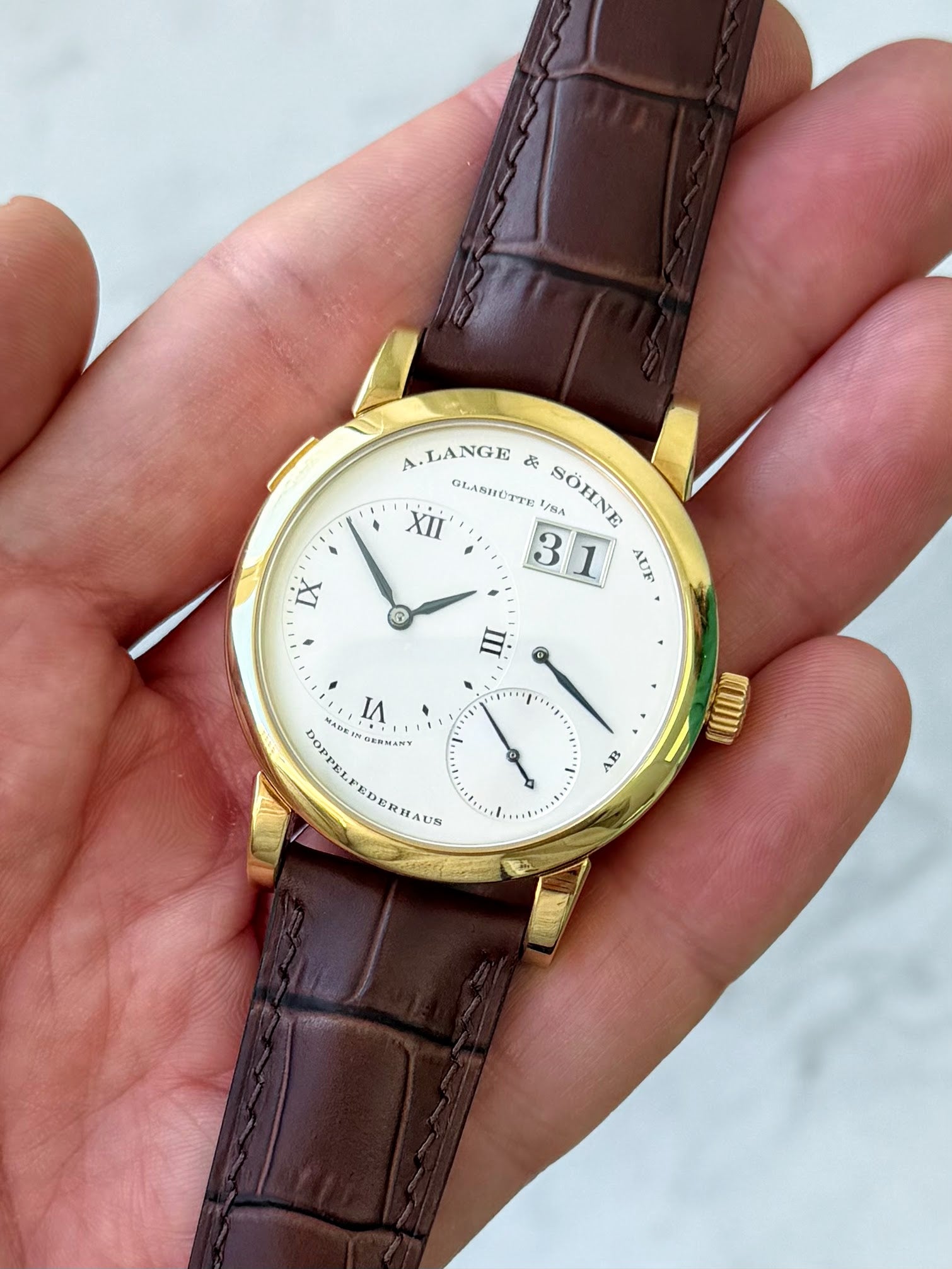 Embossed Crocodile Watch Strap - Matte Padded Brown - RTW - The Strap Tailor