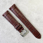 Embossed Crocodile Watch Strap - Matte Padded Brown - RTW - The Strap Tailor