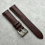 Embossed Crocodile Watch Strap - Matte Padded Brown - RTW - The Strap Tailor