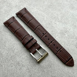 Embossed Crocodile Watch Strap - Matte Padded Brown - RTW - The Strap Tailor
