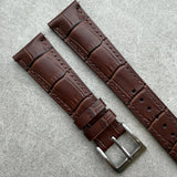 Embossed Crocodile Watch Strap - Matte Padded Brown - RTW - The Strap Tailor