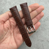 Embossed Crocodile Watch Strap - Matte Padded Brown - RTW - The Strap Tailor