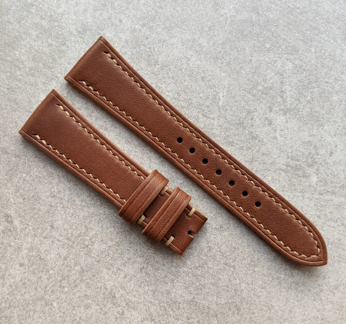 French Calfskin Leather Watch Strap - Chestnut Brown - The Strap Tailor