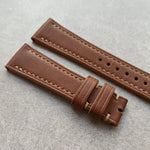 French Calfskin Leather Watch Strap - Chestnut Brown - The Strap Tailor