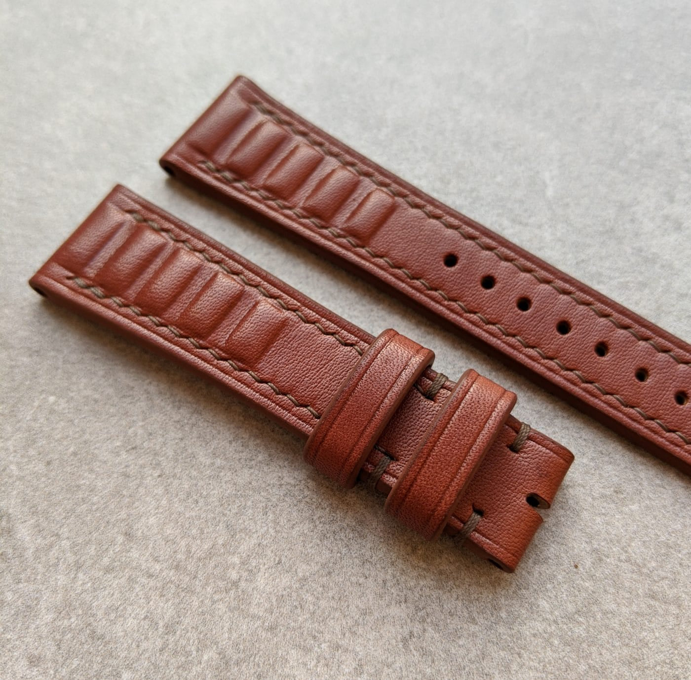 French Calfskin Strap Vintage Sport - Mahogany - The Strap Tailor
