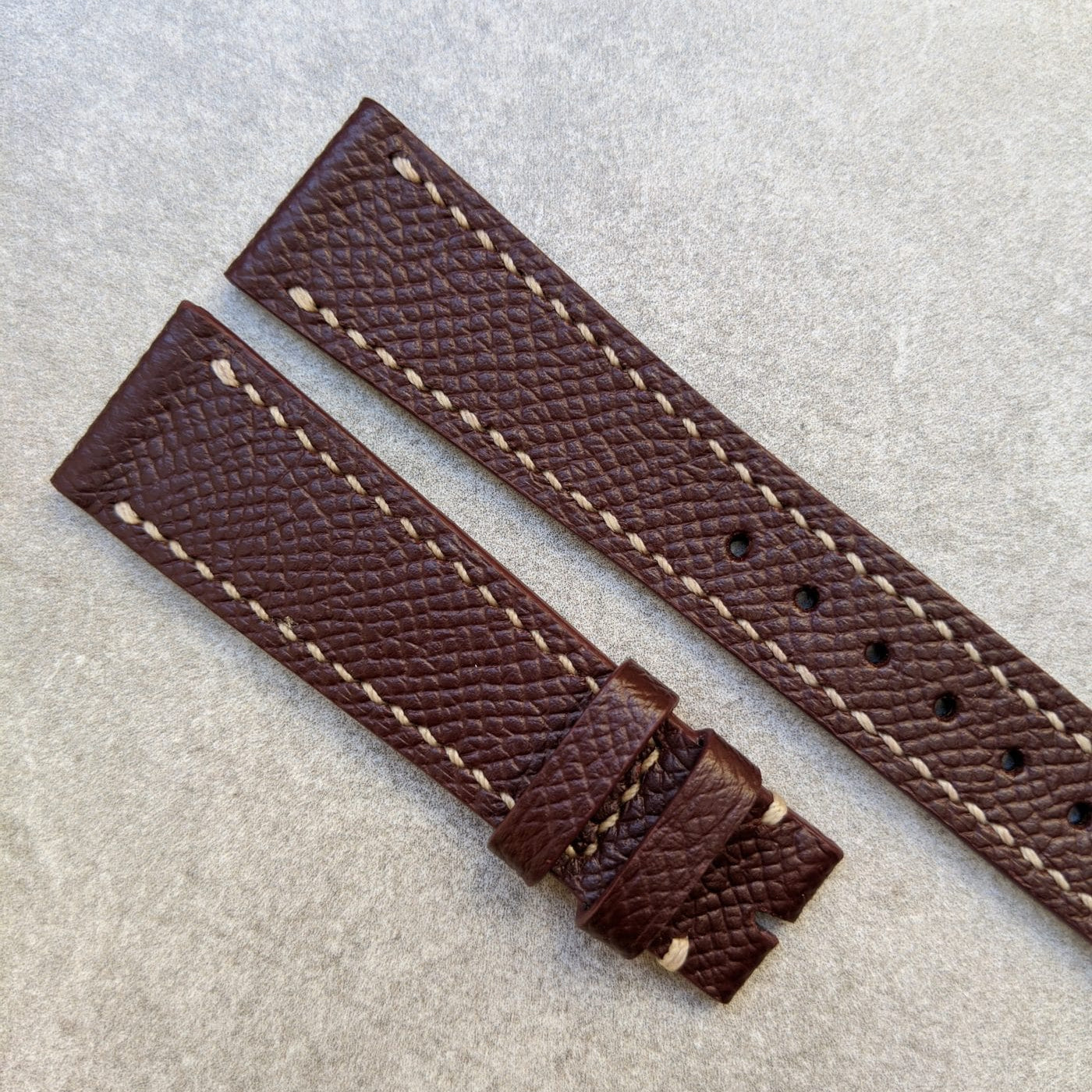 Epsom Calfskin Watch Strap - Red Brown - The Strap Tailor