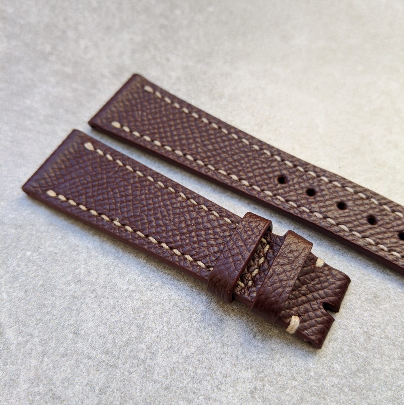 Epsom Calfskin Watch Strap - Red Brown - The Strap Tailor