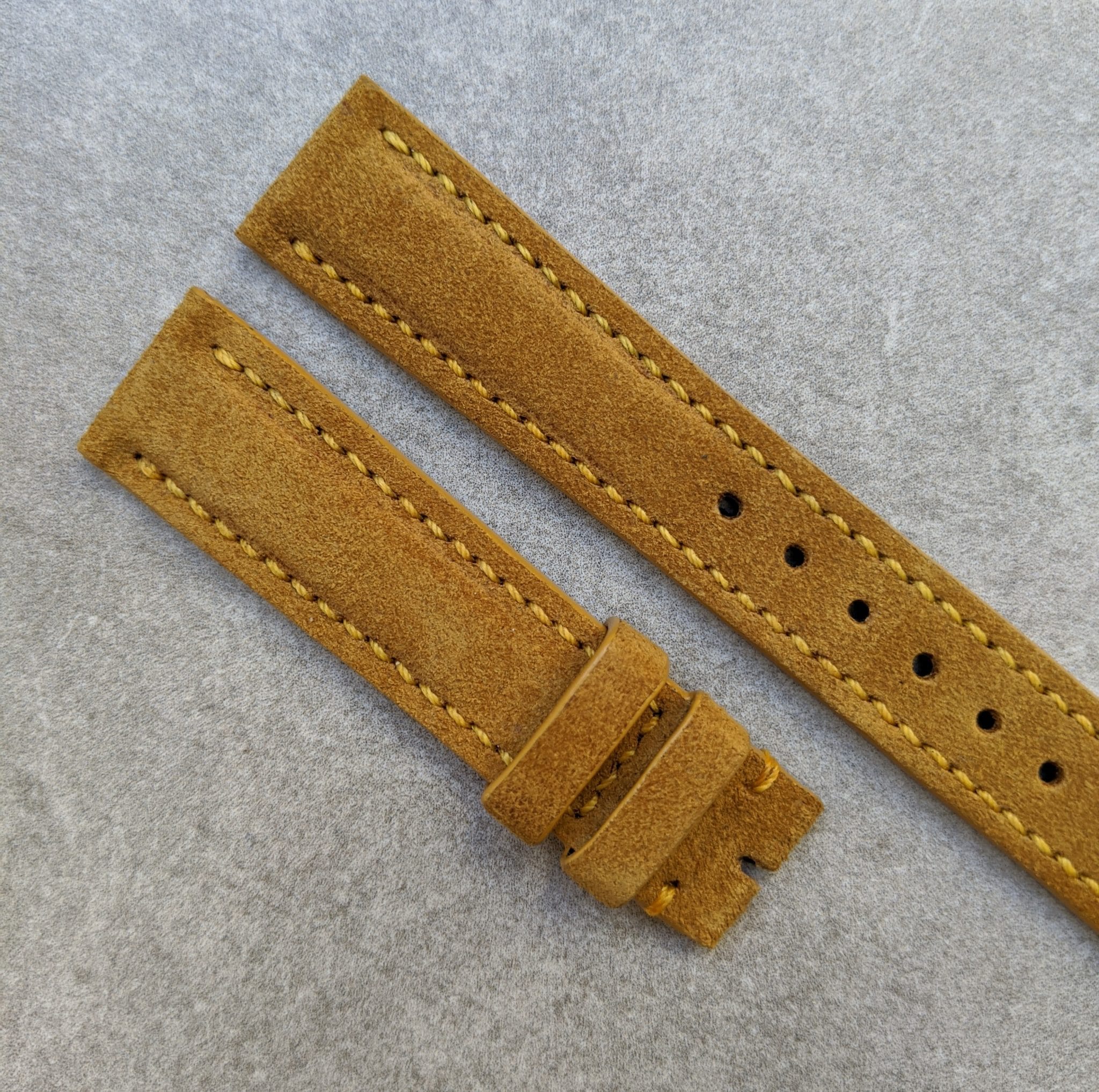 Padded Suede Leather Watch Strap - Mustard - The Strap Tailor