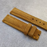 Padded Suede Leather Watch Strap - Mustard - The Strap Tailor