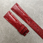 Ostrich Shin Watch Strap - Minimal Stitch - Burgundy - The Strap Tailor