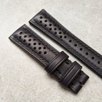 French Calfskin Rally Watch Strap - Black - The Strap Tailor