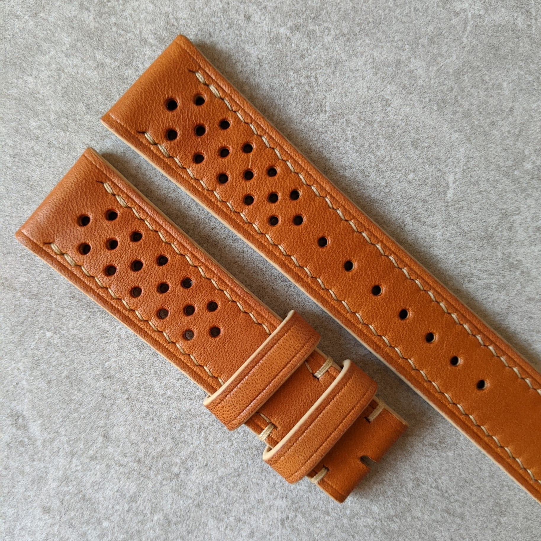 French Calfskin Rally Watch Strap - Tan - The Strap Tailor