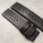 French Calfskin Rally Strap - Black & Olive - The Strap Tailor