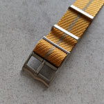 Woven Nylon Single Pass Strap - Gold &amp; Khaki - The Strap Tailor