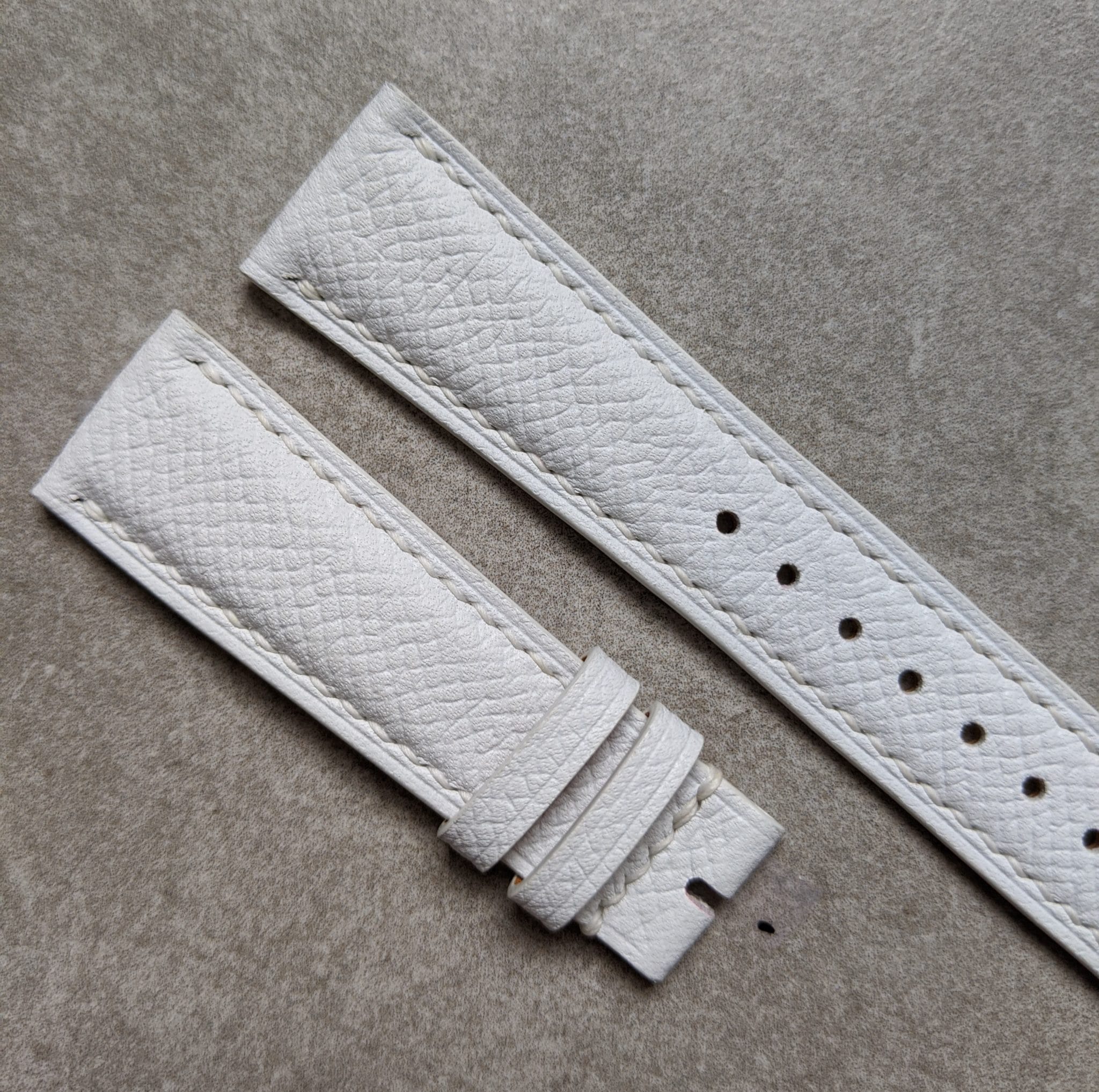 Epsom Calfskin Watch Strap - White - The Strap Tailor