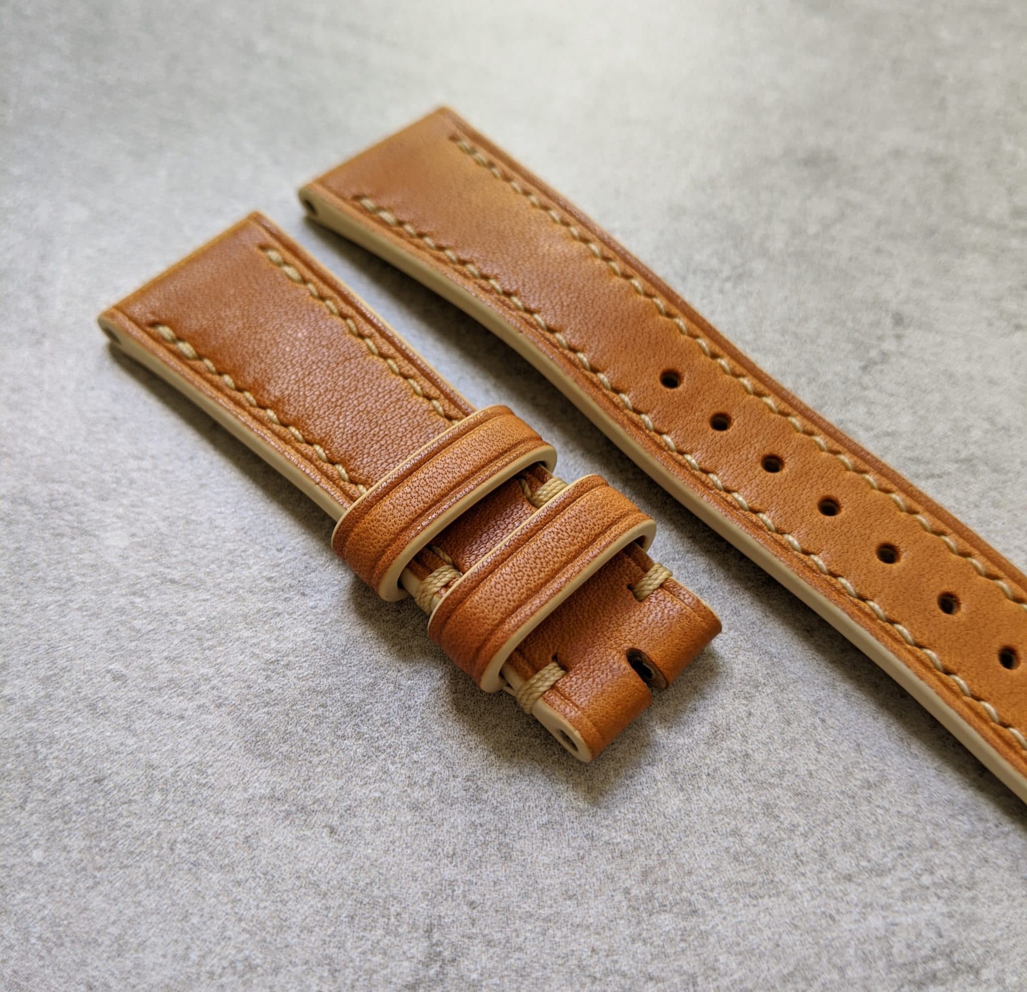 French Calfskin Leather Watch Strap - Tan - The Strap Tailor
