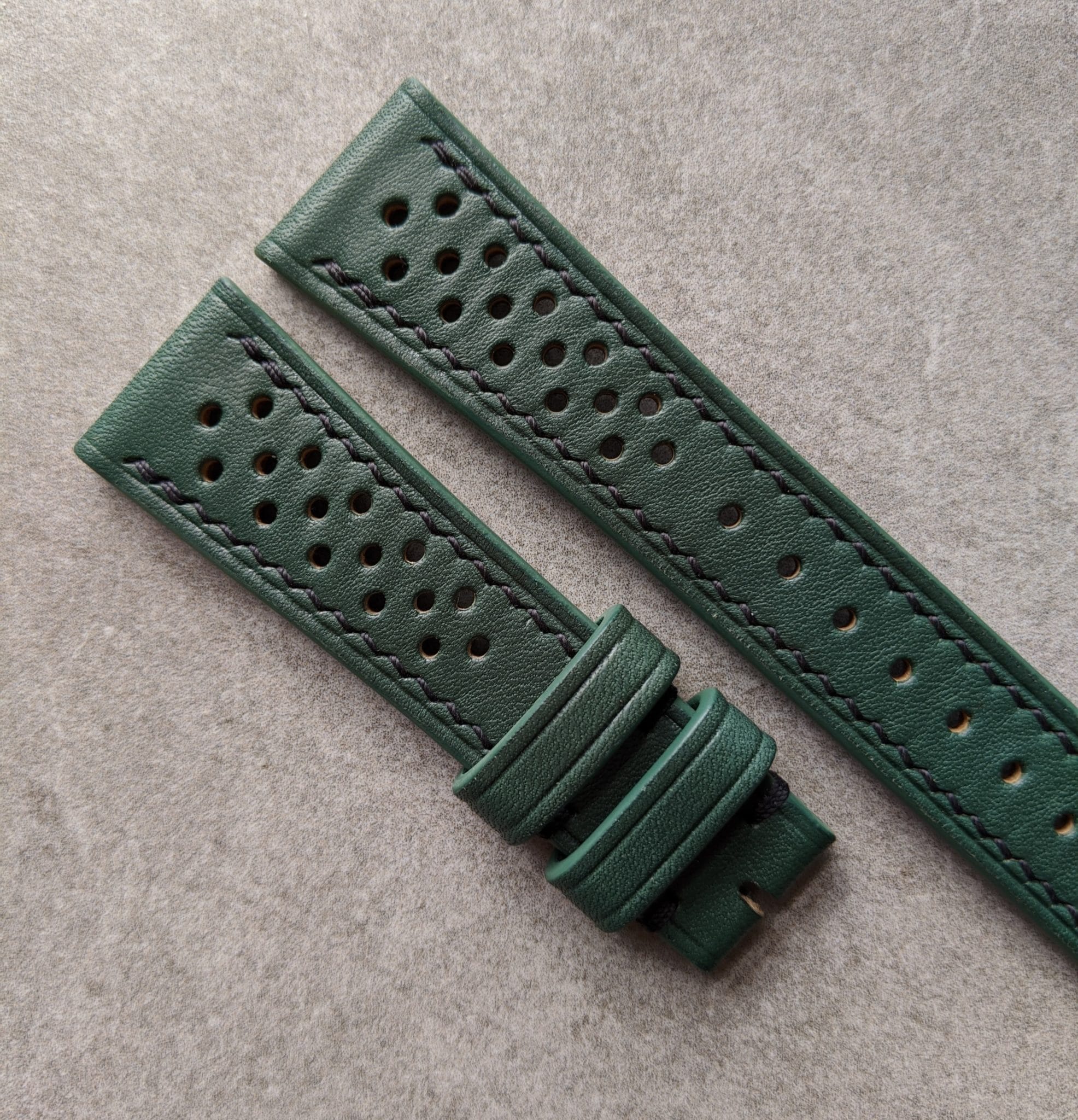 French Calfskin Rally Watch Strap - Forest Green - The Strap Tailor