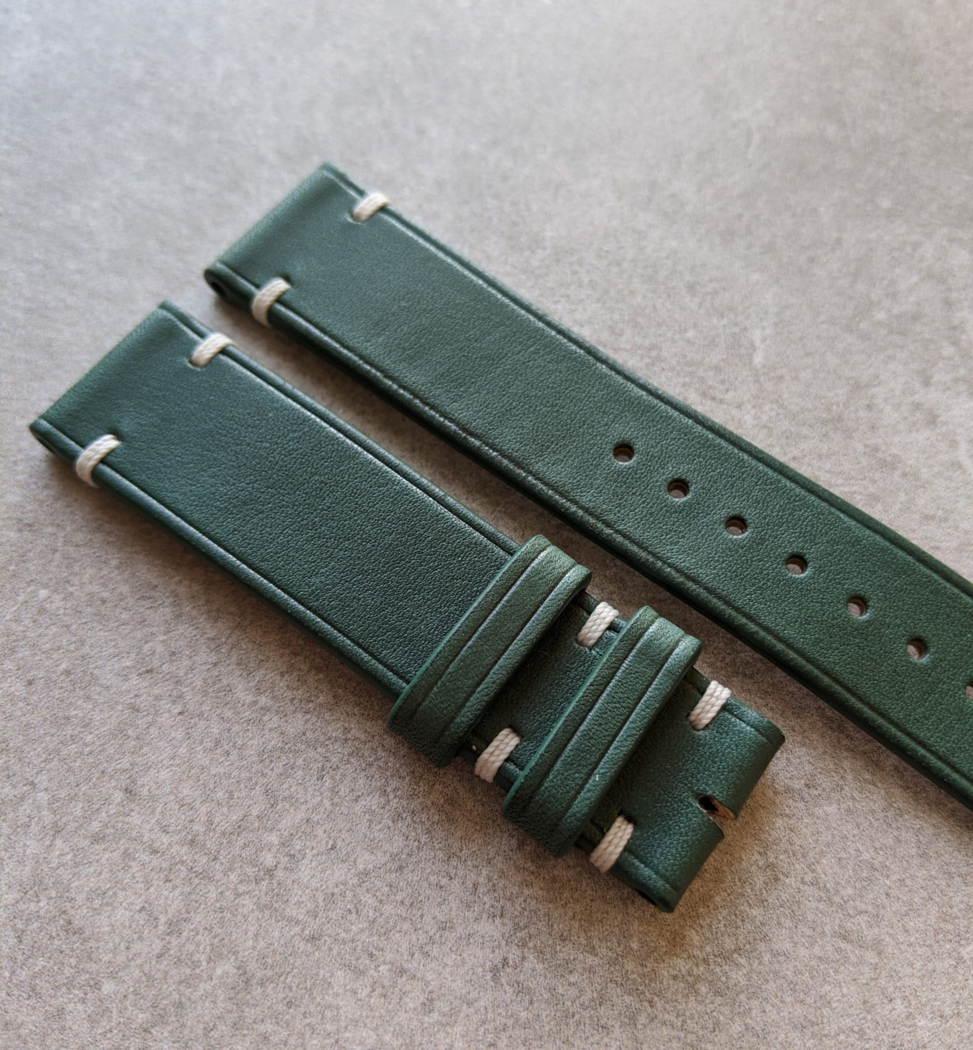 Forest Green French Calfskin Strap - Minimal Stitch - The Strap Tailor