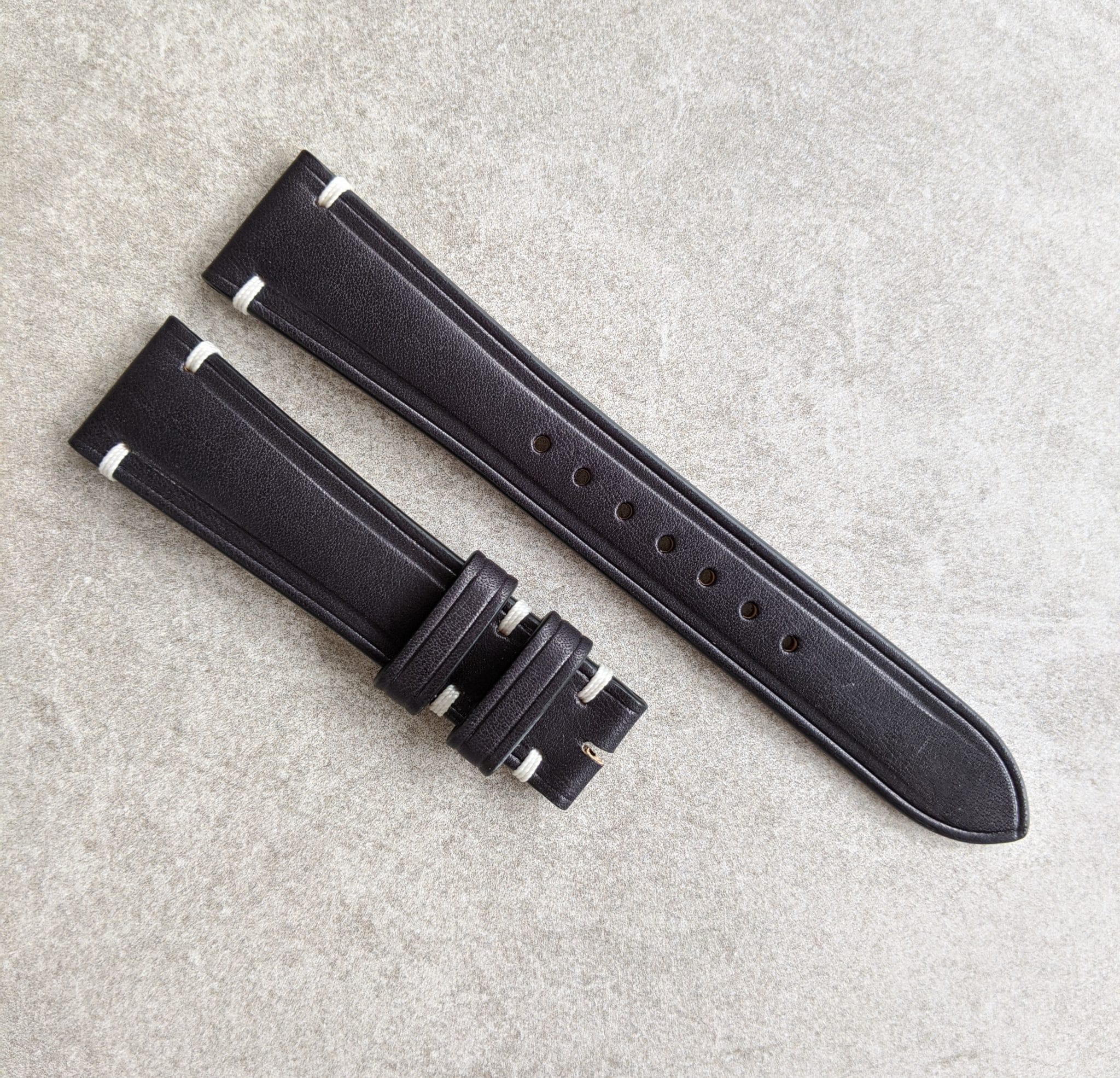 French Calfskin Strap Minimal Stitch - Black - The Strap Tailor