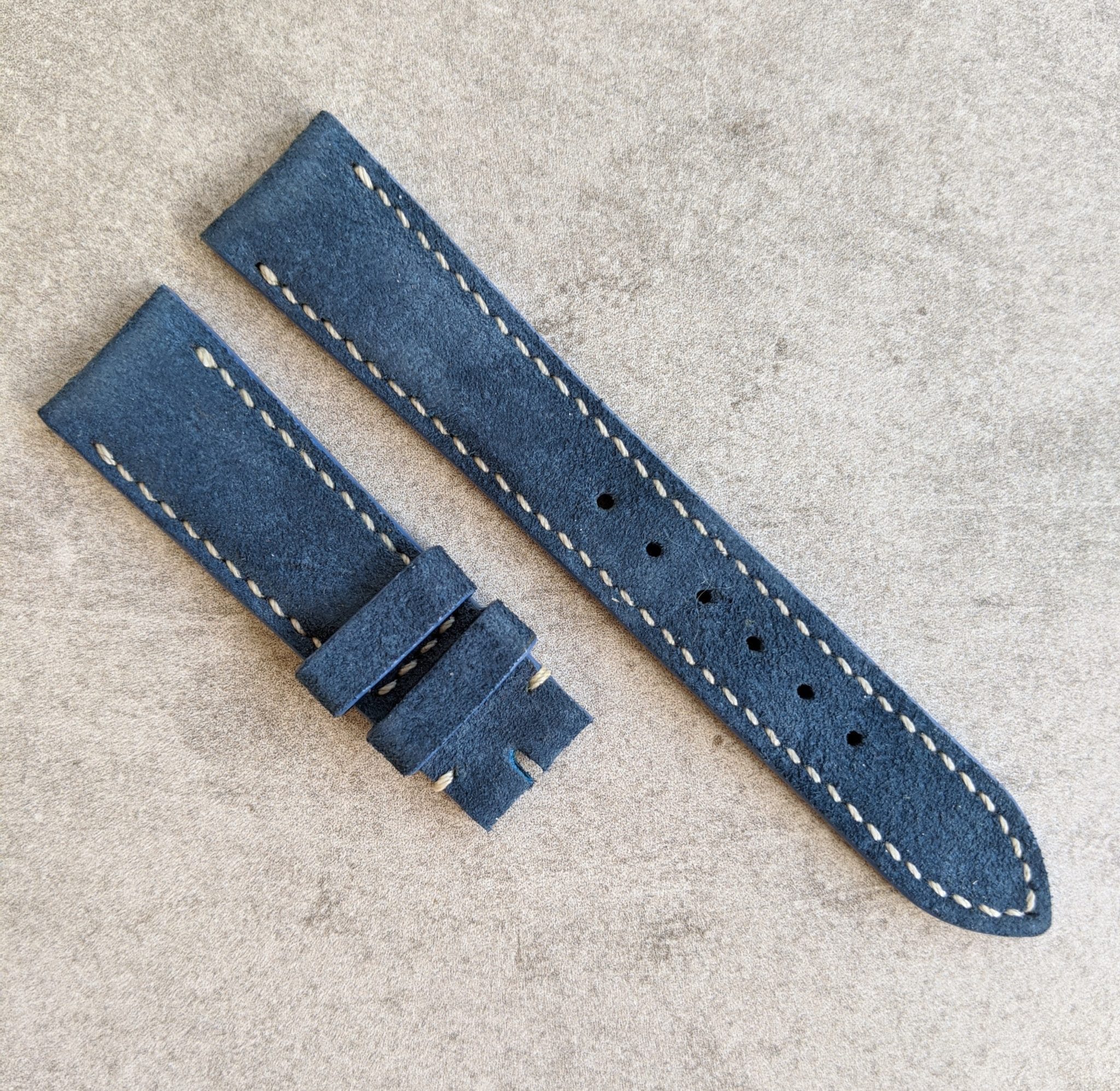 Padded Suede Leather Watch Strap - Denim Blue - The Strap Tailor