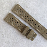 Stitched Suede Rally Strap - Olive Green - The Strap Tailor