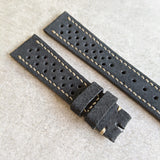 Stitched Suede Rally Strap - Black - The Strap Tailor