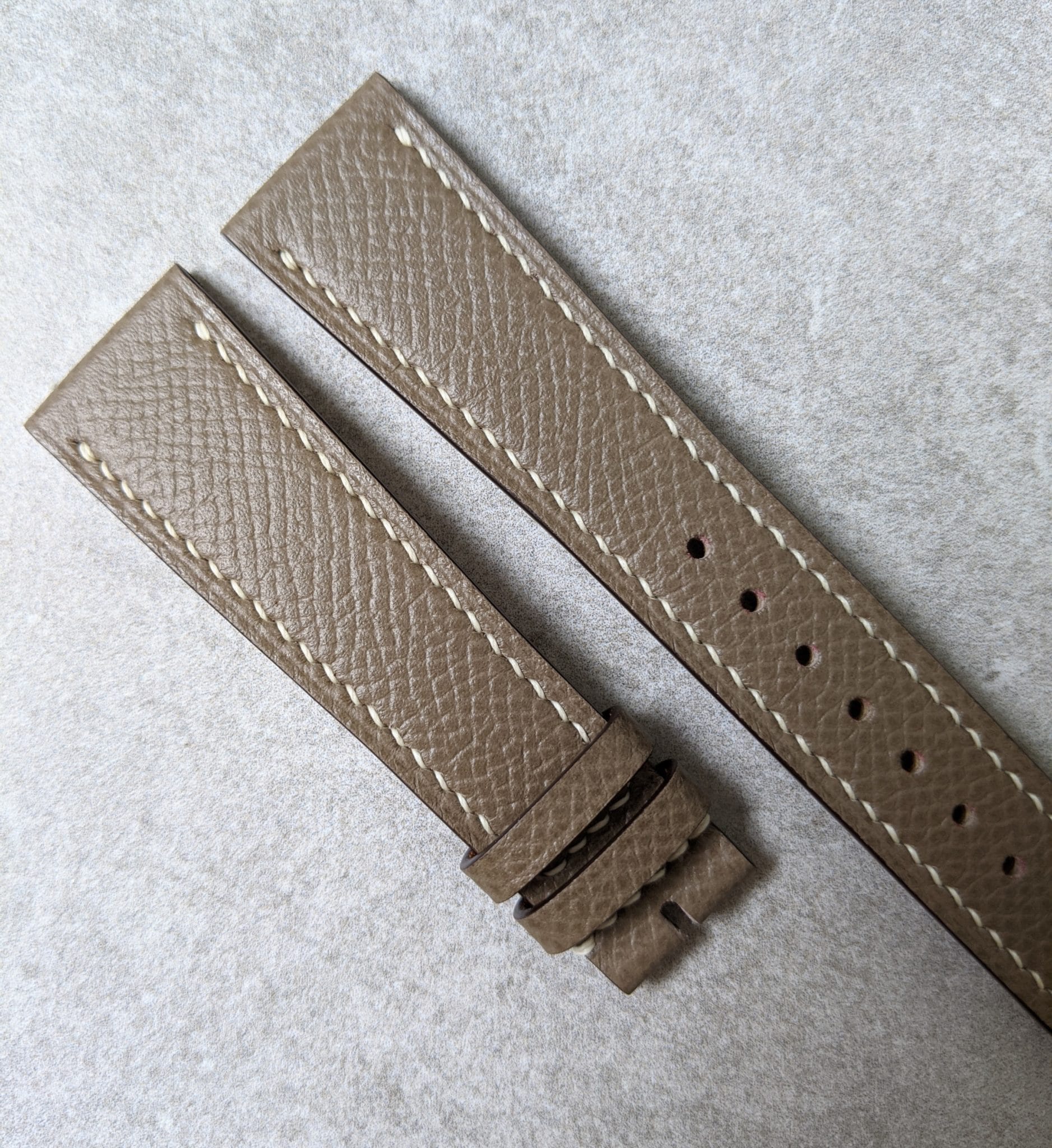 Epsom Calfskin Watch Strap - Taupe - The Strap Tailor