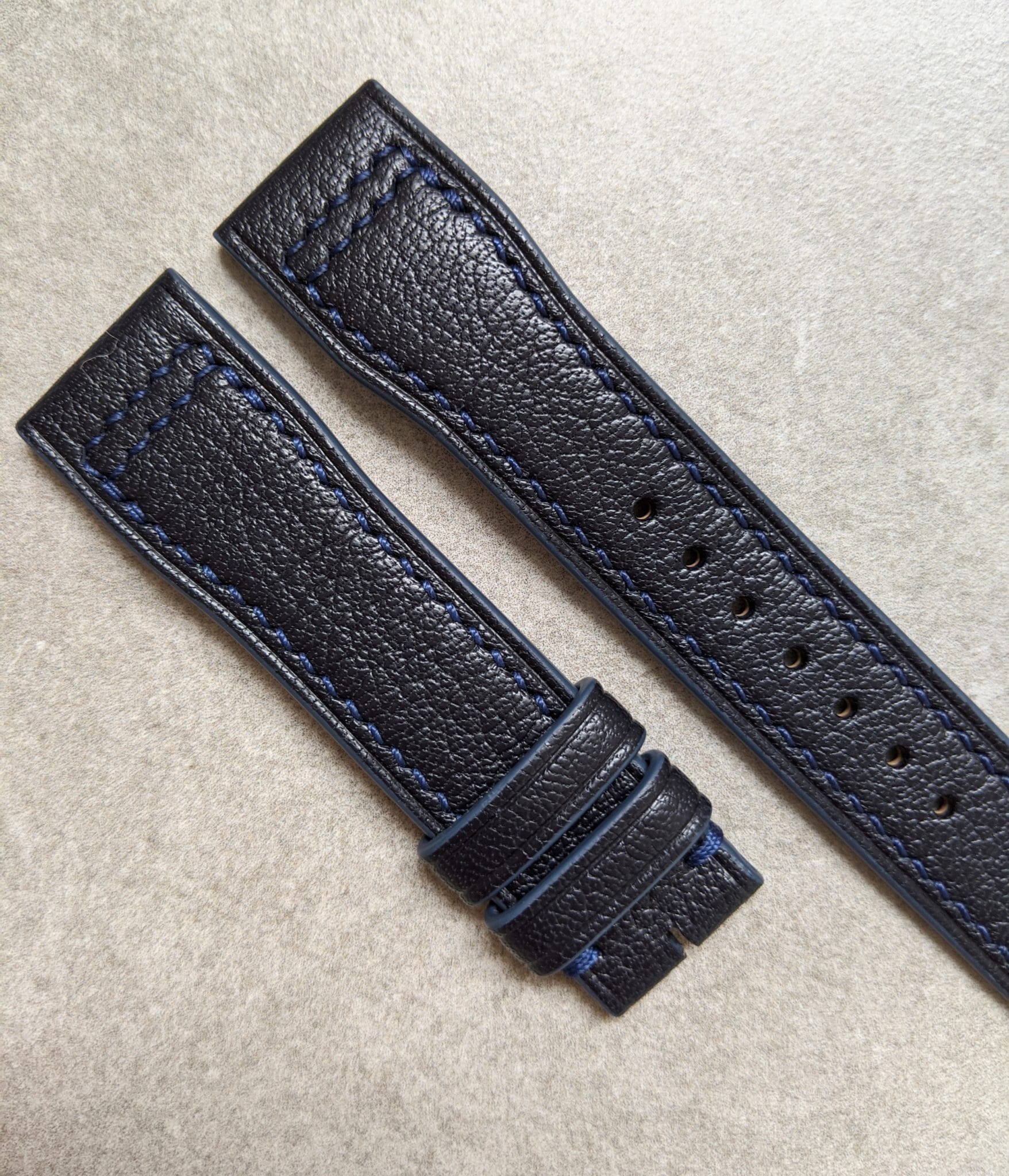 Goatskin IWC Style Strap - Navy Blue - The Strap Tailor
