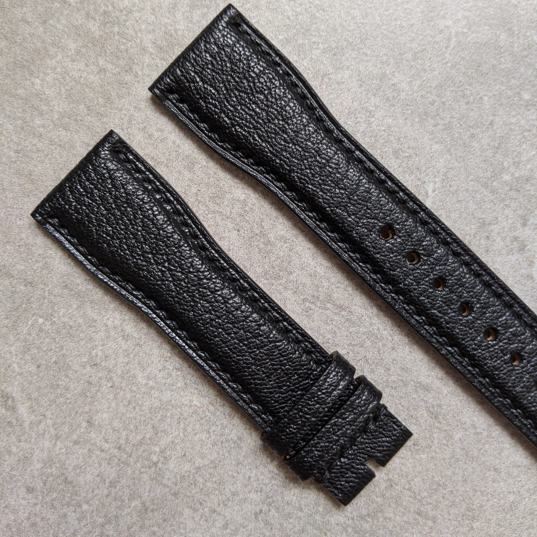 Alran Chevre Goatskin IWC Pilot Style Strap - Black - The Strap Tailor