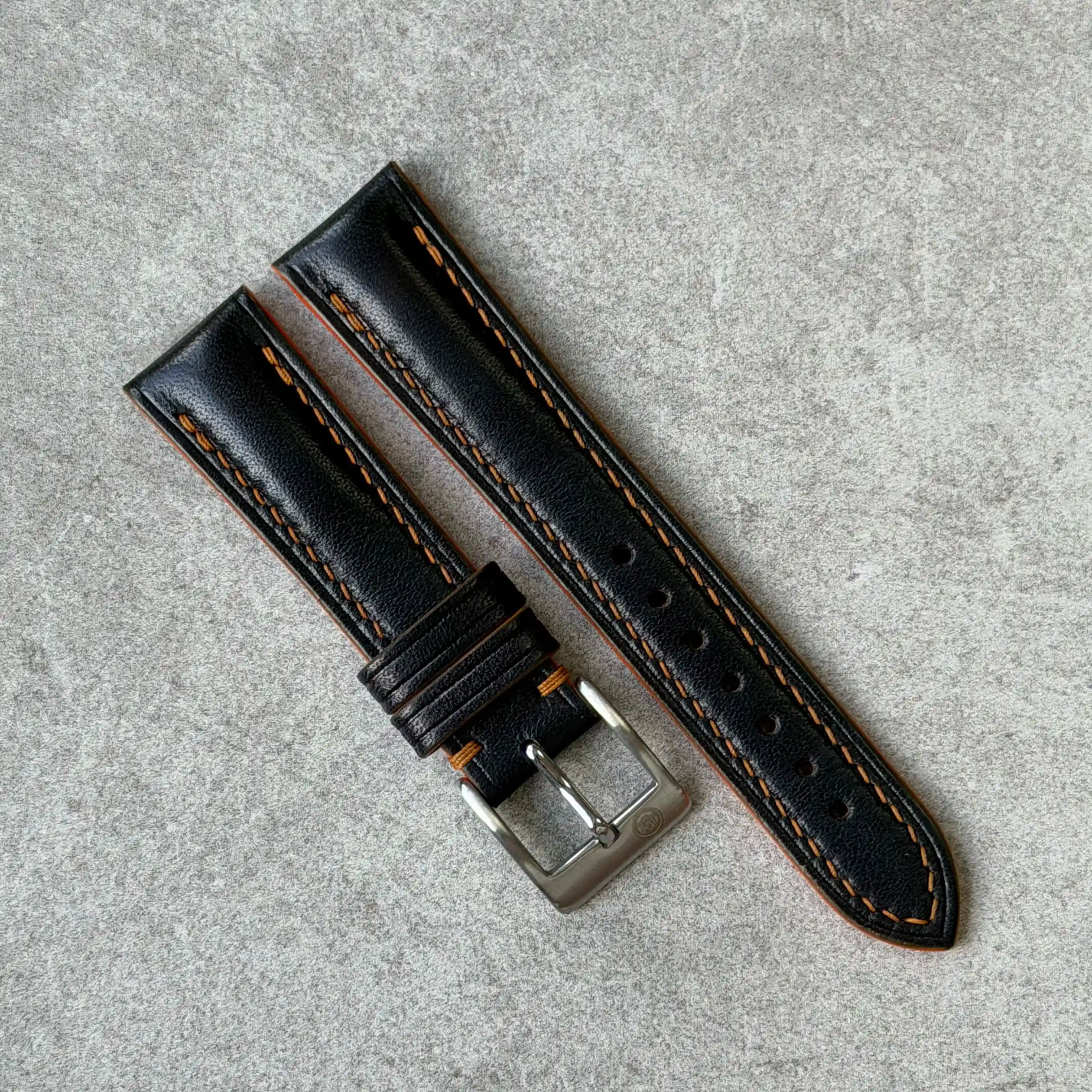 18mm French Calfskin -  Black - 110/65mm (TST224) - The Strap Tailor