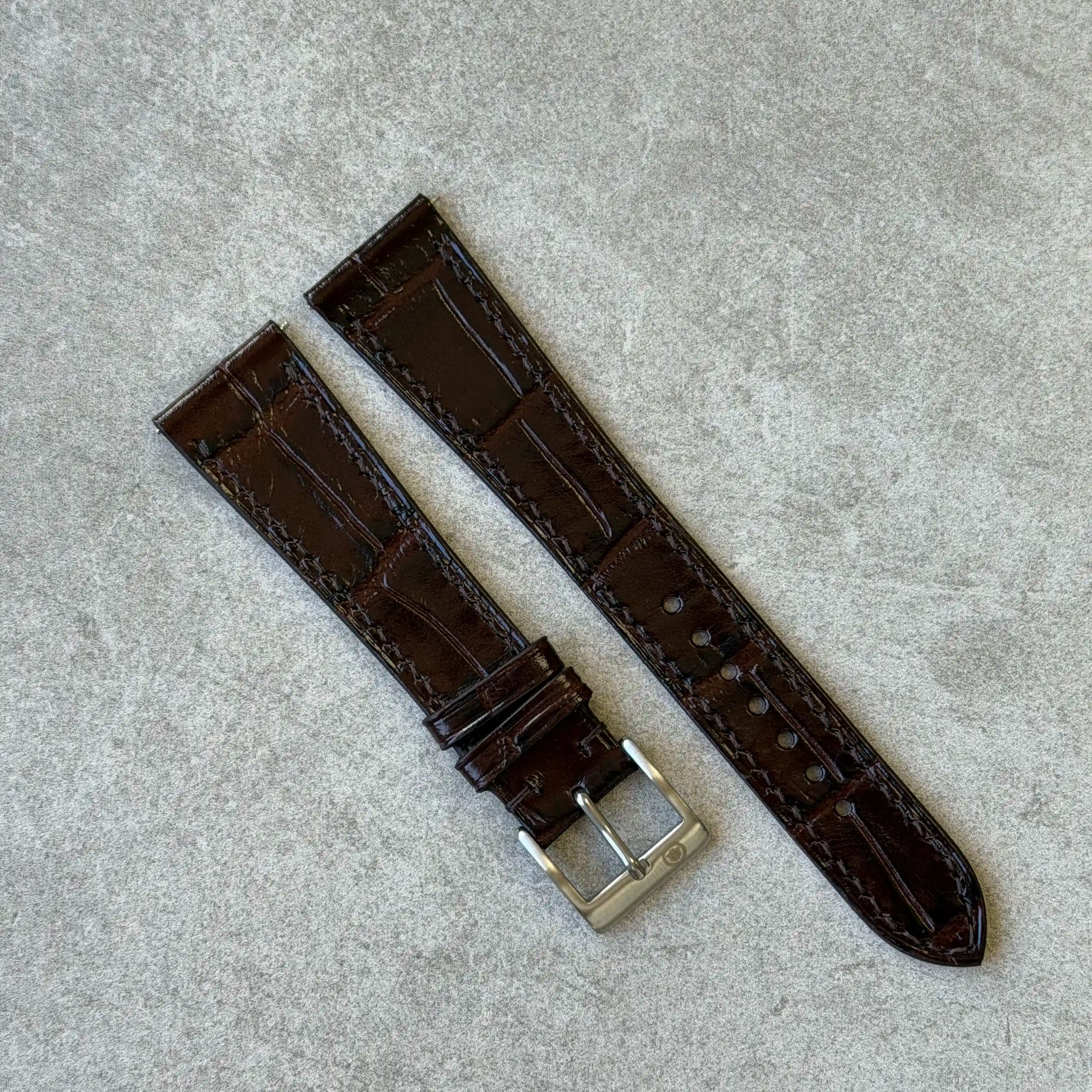 23mm Embossed Crocodile - Black - 135/85mm (TST226) - The Strap Tailor