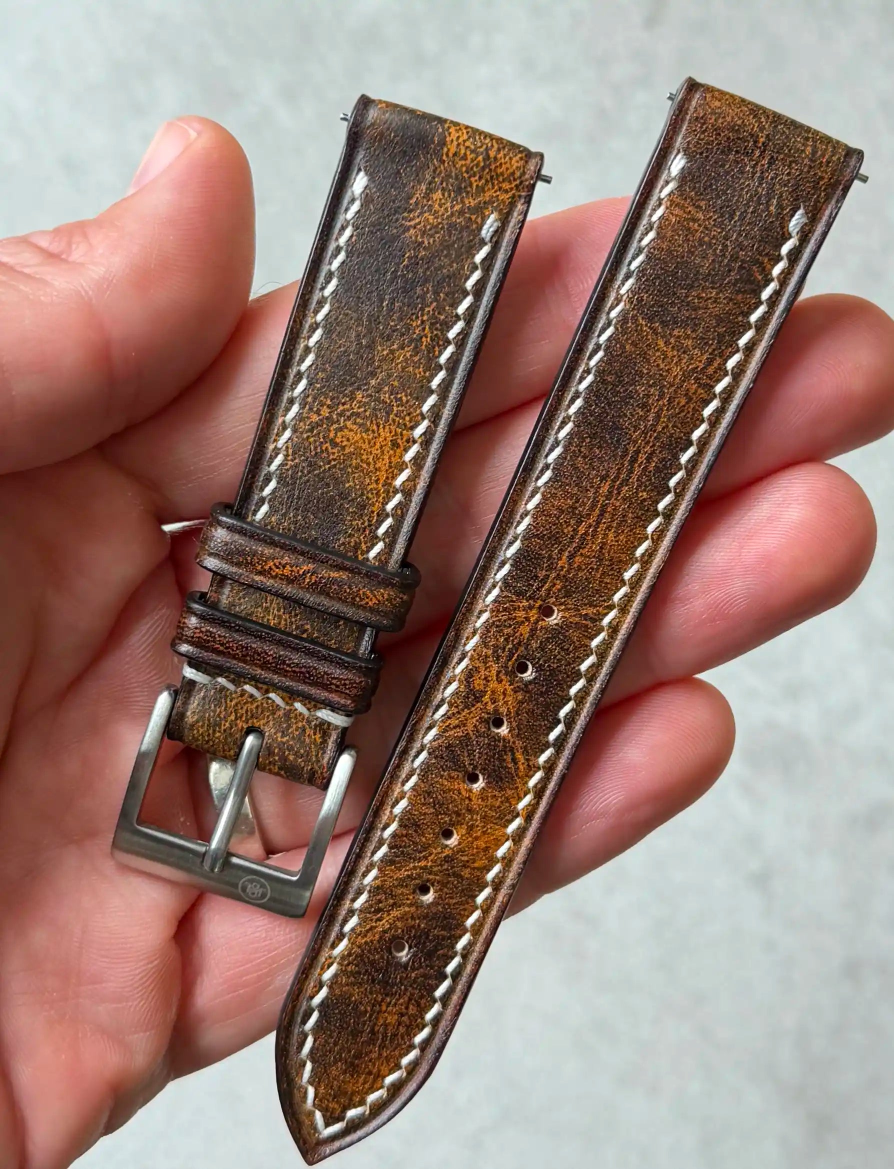 LTD Edition -  Hand Painted Aged Patina Strap - The Strap Tailor