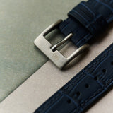 Embossed Crocodile Watch Strap - Navy Blue - RTW - The Strap Tailor