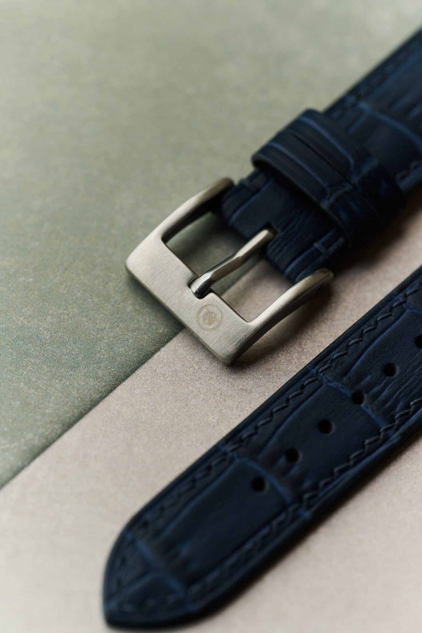 Embossed Crocodile Watch Strap - Navy Blue - RTW - The Strap Tailor