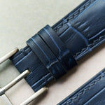 Embossed Crocodile Watch Strap - Navy Blue - RTW - The Strap Tailor