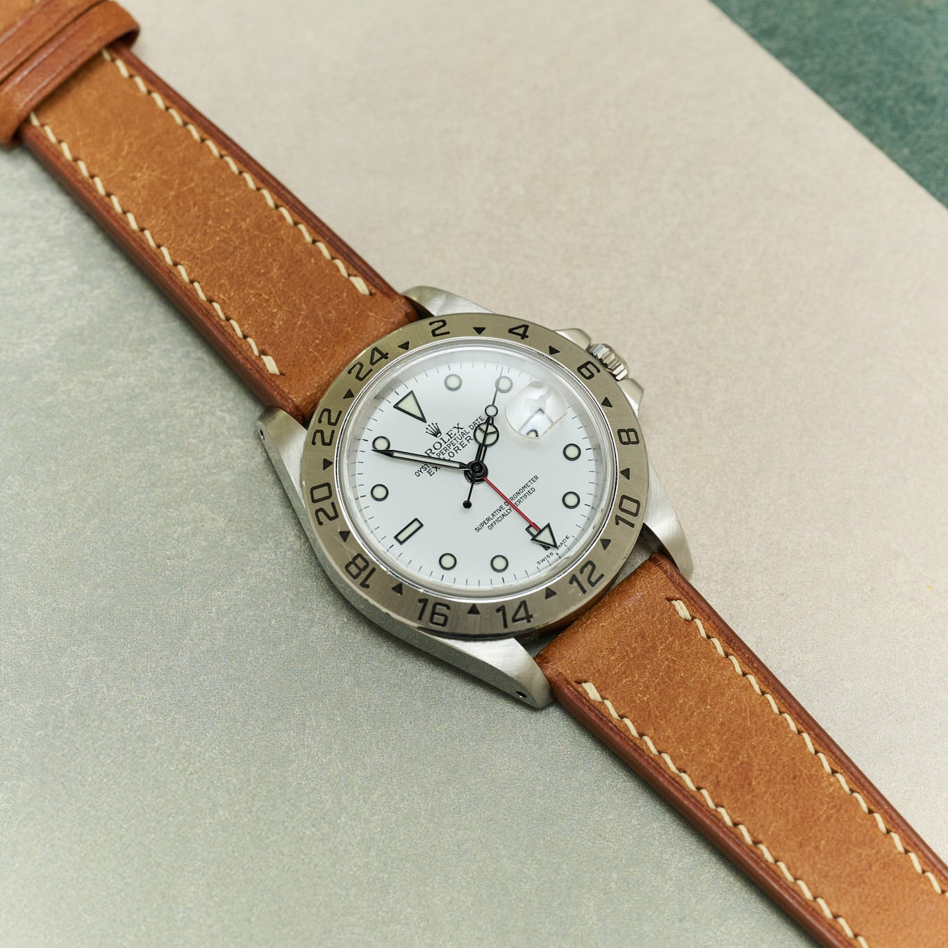 Pueblo Watch Strap W/Cream stitching - Cognac - RTW - The Strap Tailor