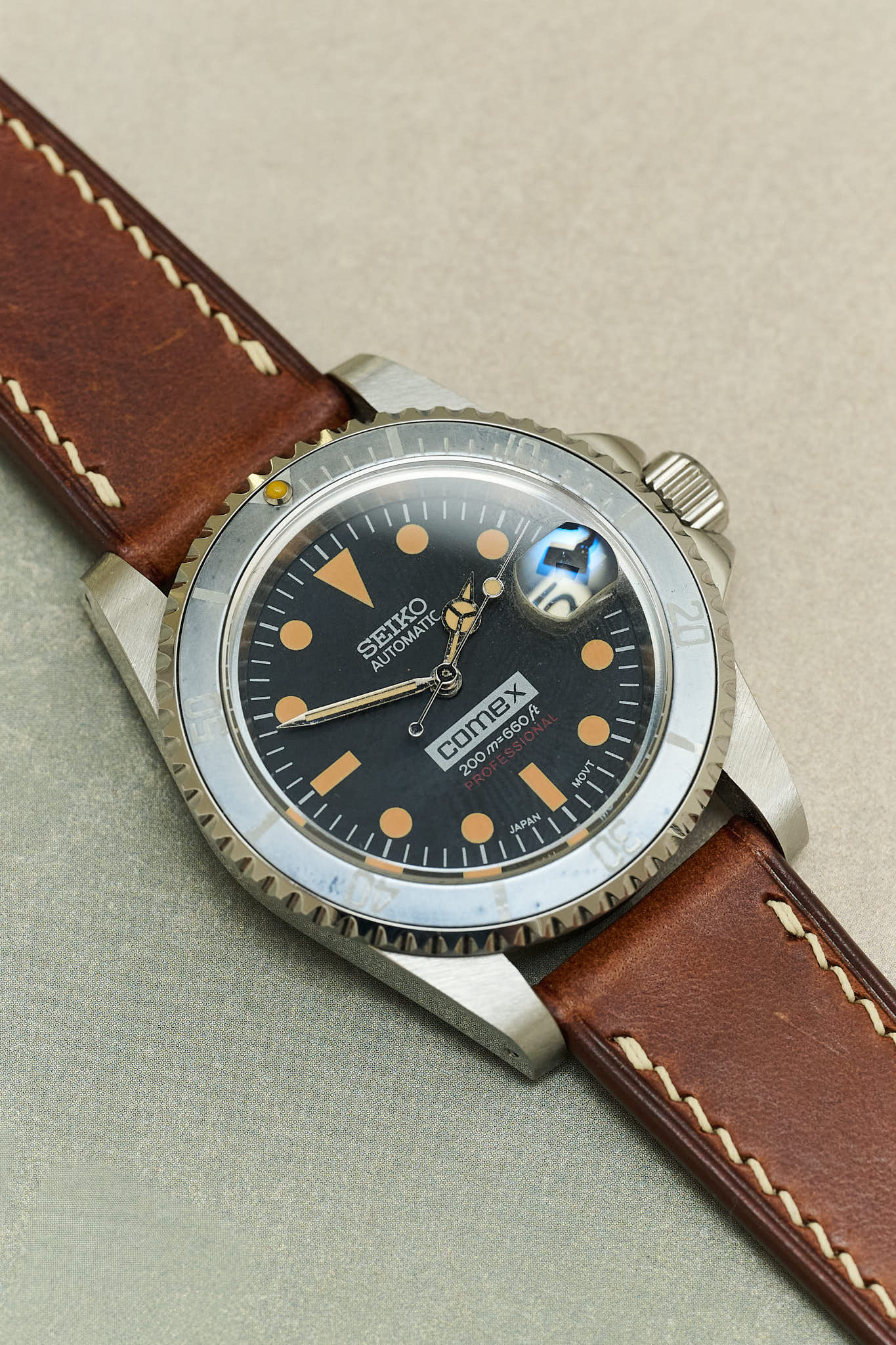 Badalassi Wax Watch Strap W/Cream stitching - Tan Brown - RTW - The Strap Tailor