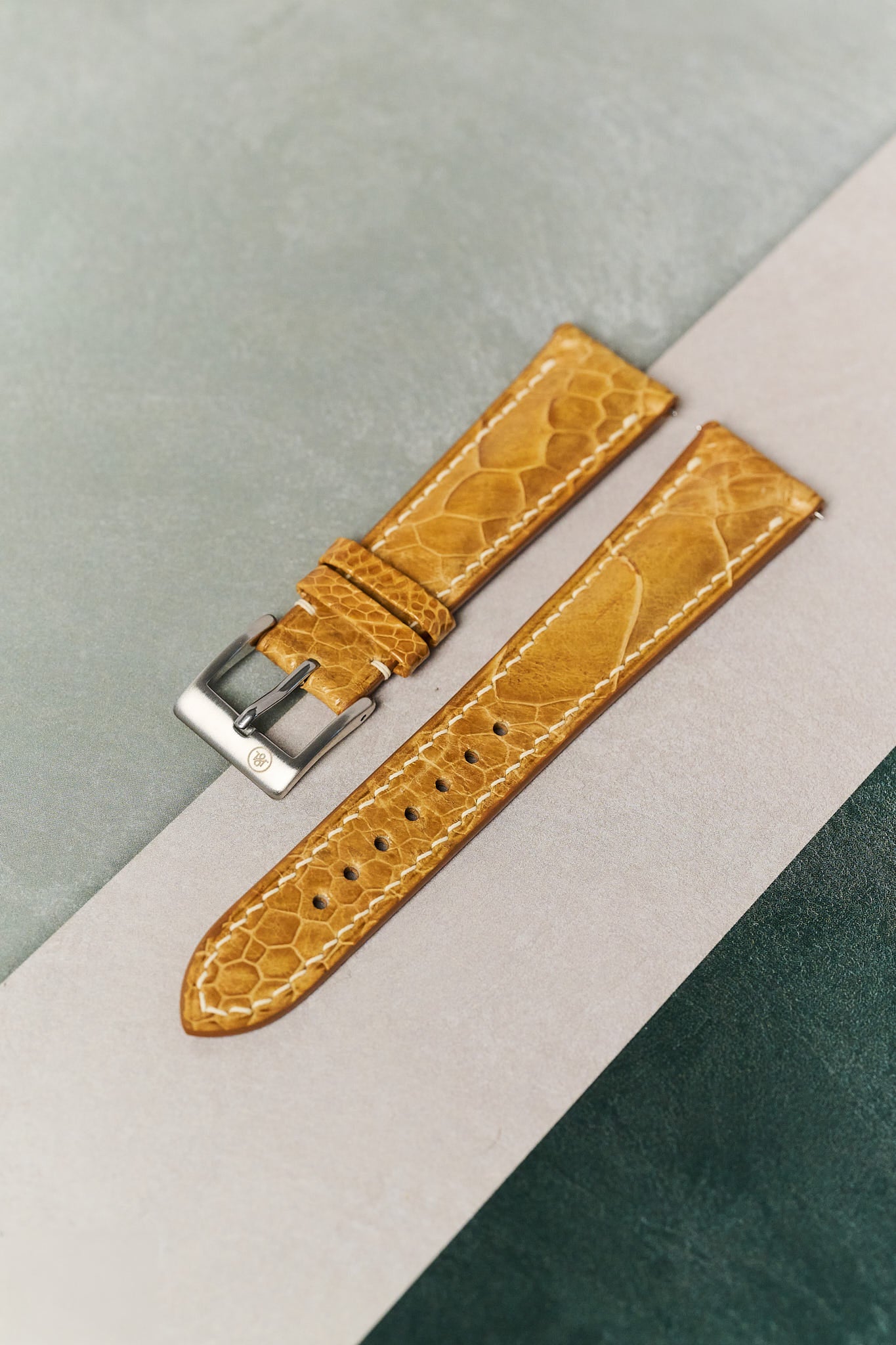 Ostrich Shin Watch Strap - Honey Brown - RTW - The Strap Tailor