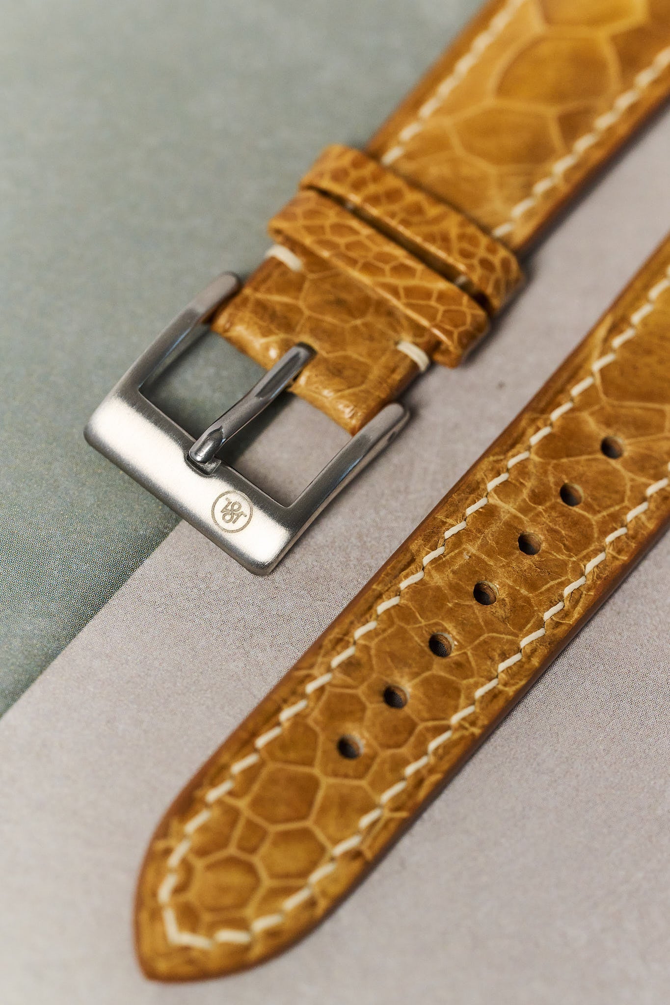 Ostrich Shin Watch Strap - Honey Brown - RTW - The Strap Tailor