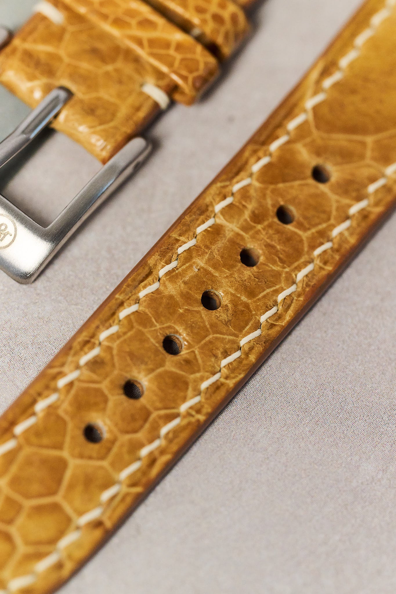 Ostrich Shin Watch Strap - Honey Brown - RTW - The Strap Tailor