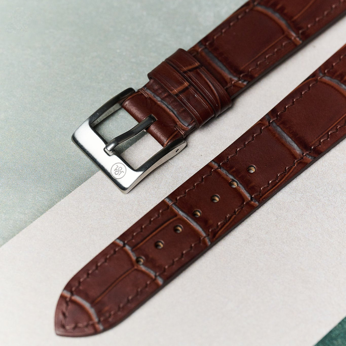Embossed Crocodile Watch Strap - Brown Slimline - RTW - The Strap Tailor