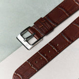 Embossed Crocodile Watch Strap - Brown Slimline - RTW - The Strap Tailor